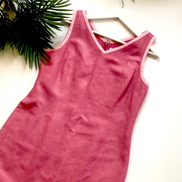 LOFT Dresses & Skirts - LOFT women’s linen blend pink sleeves dress size 8
